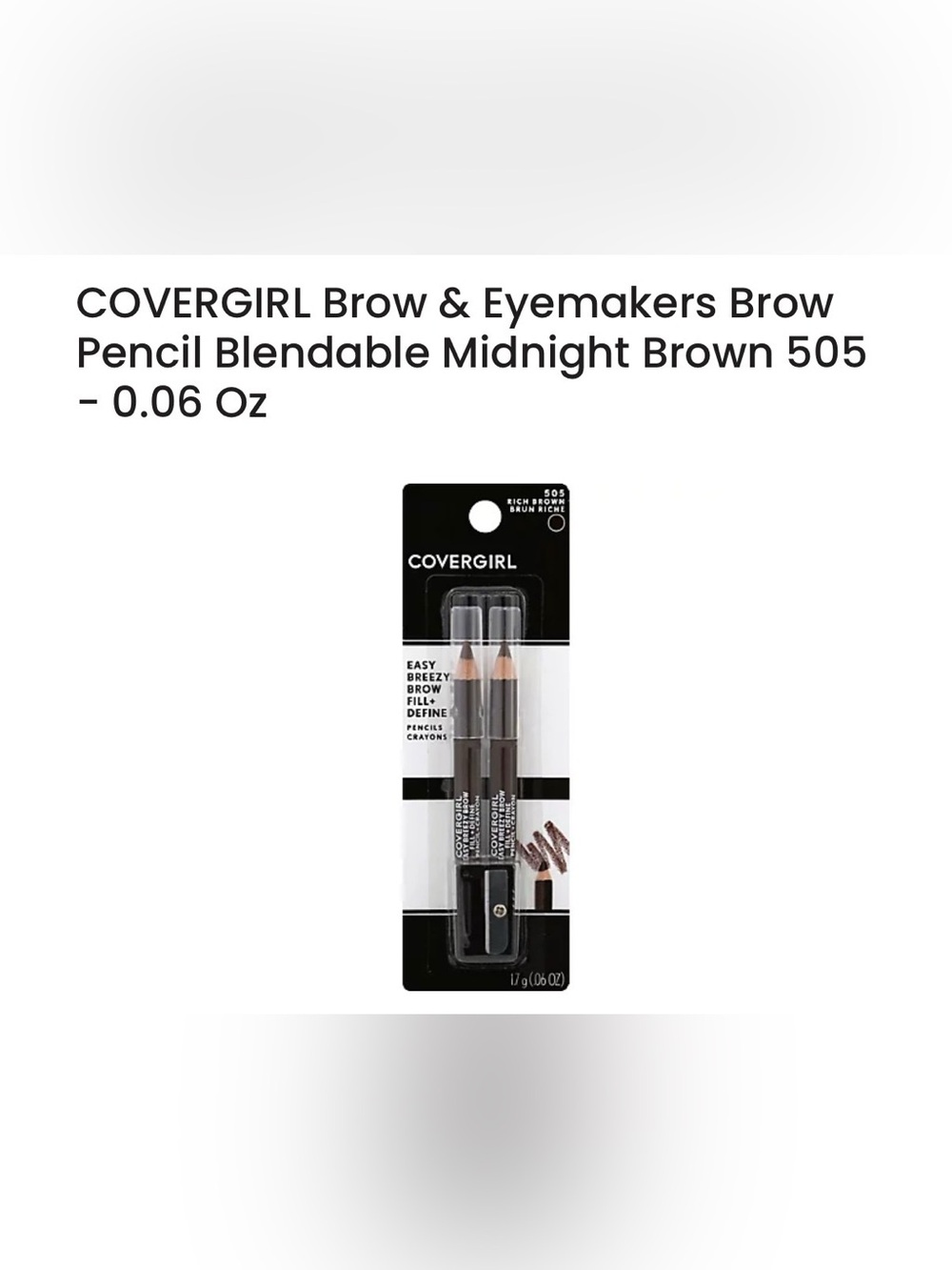 Nwt- duo- COVERGIRL Brow & Eyemakers Blendable Brow Pencil - Midnight Brown 505